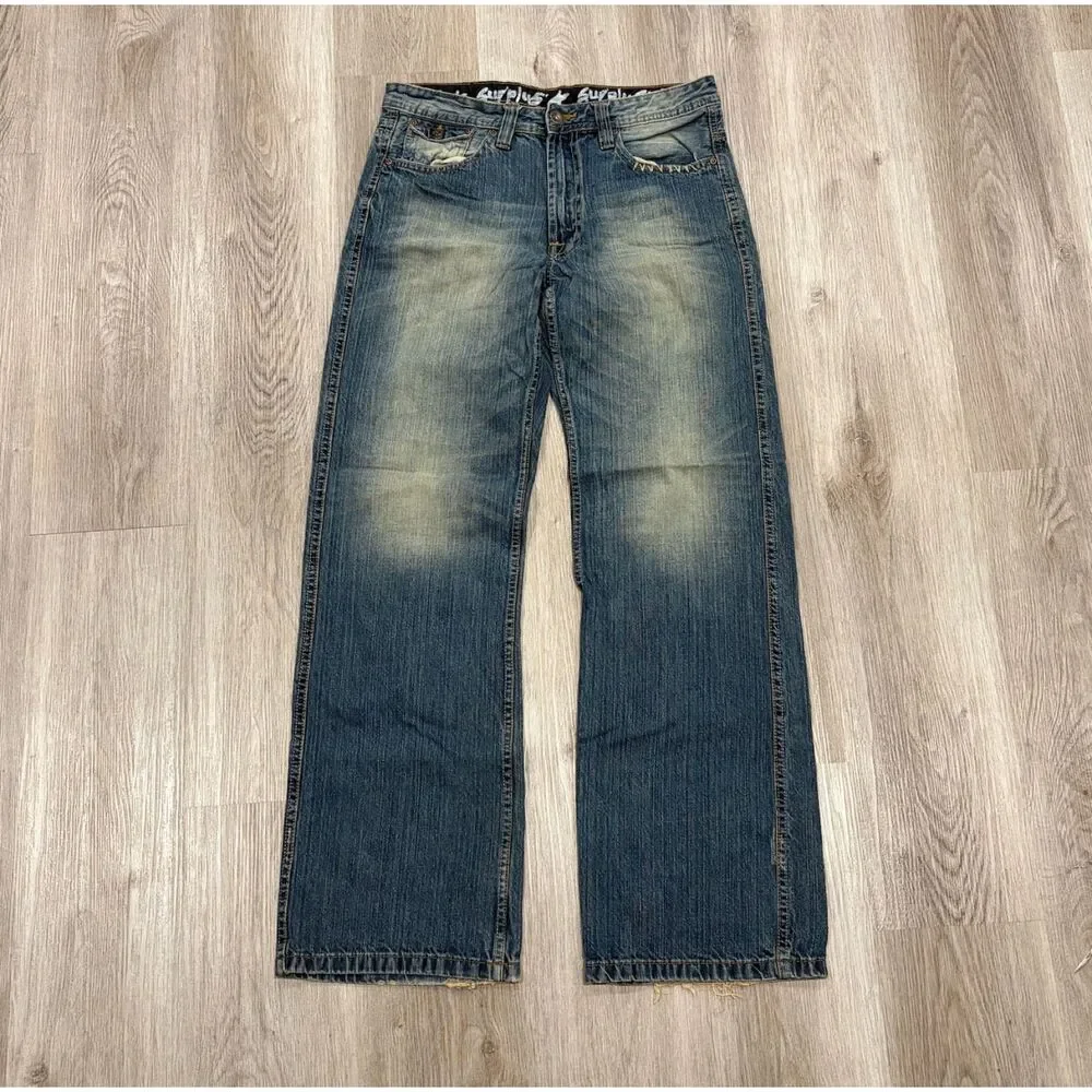 RARE Vintage 90s 00s Y2K Surplus Surf Wide Leg Jeans Men's Size 32x33 Wash Fade